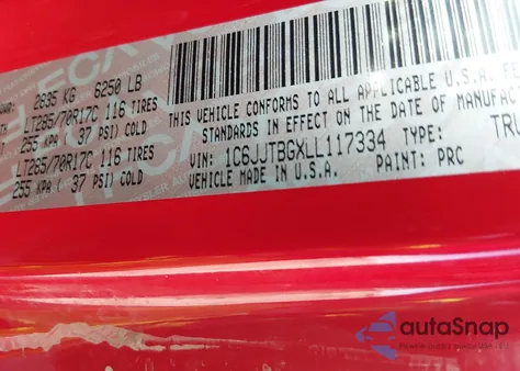 2020 Jeep Gladiator Rubicon 4X4 из США, поврежденный, VIN 1C6JJTBGXLL117334